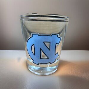 University North Carolina Tarheels Shot Glass UNC Logo Souvenir Clear glass 2.5”